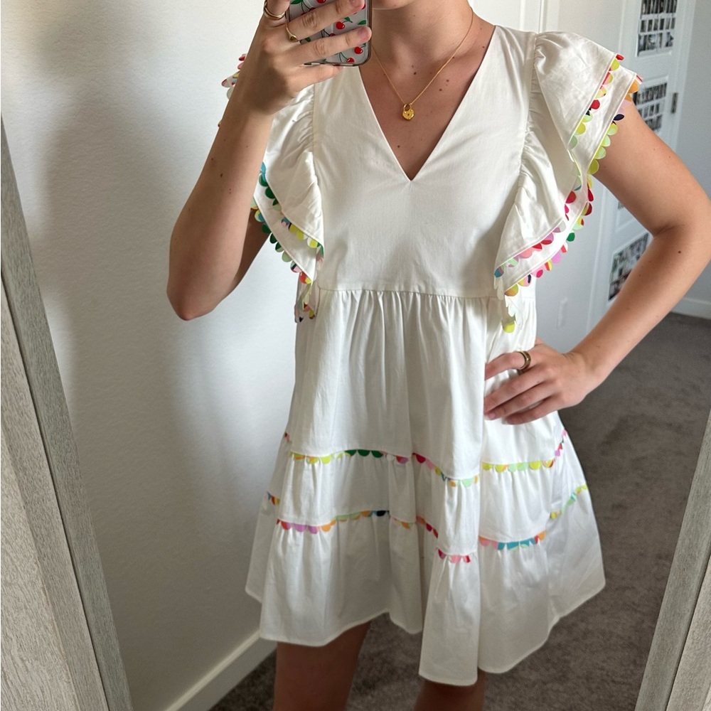 Crosby White dress with colorful detail